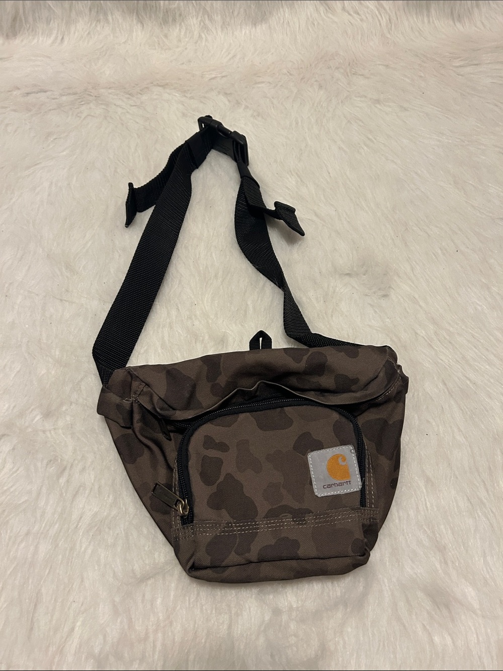 Carhartt Brown Camo Belt Bag with Black Strap